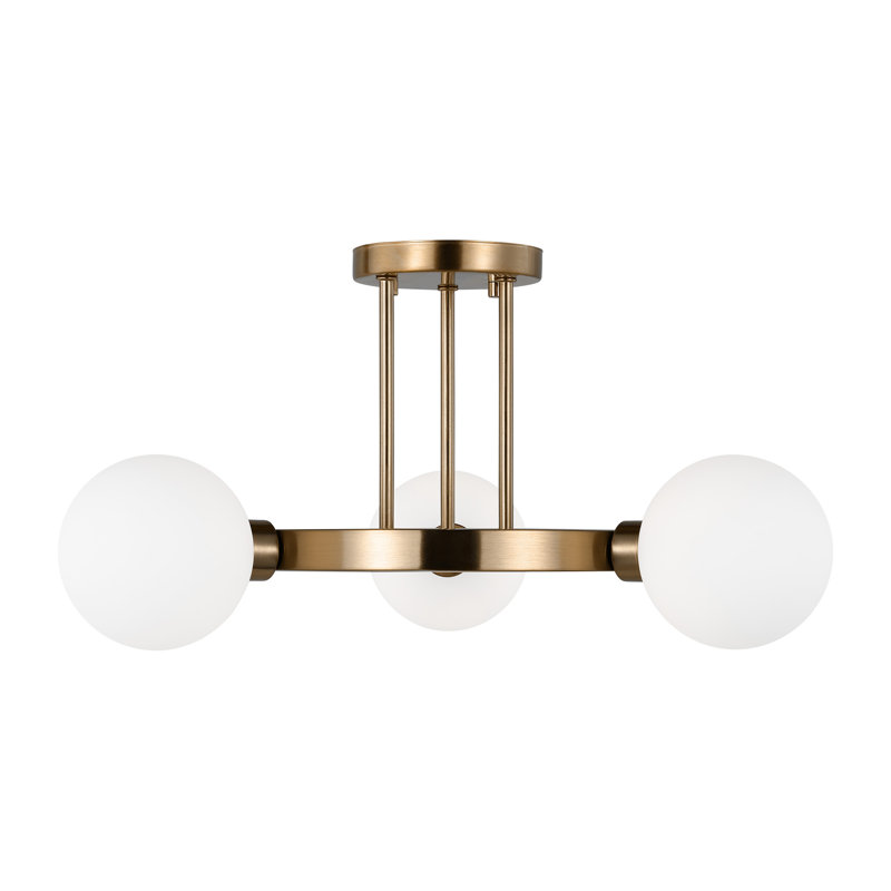 Plafonnier semi-encastré 3 lumières 21 po Eveliina, Laiton satiné