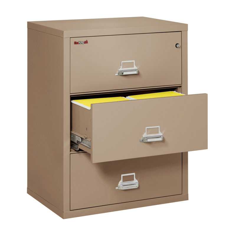 Fireproof 3 - Drawer File Cabinet, Taupe, Key Lock