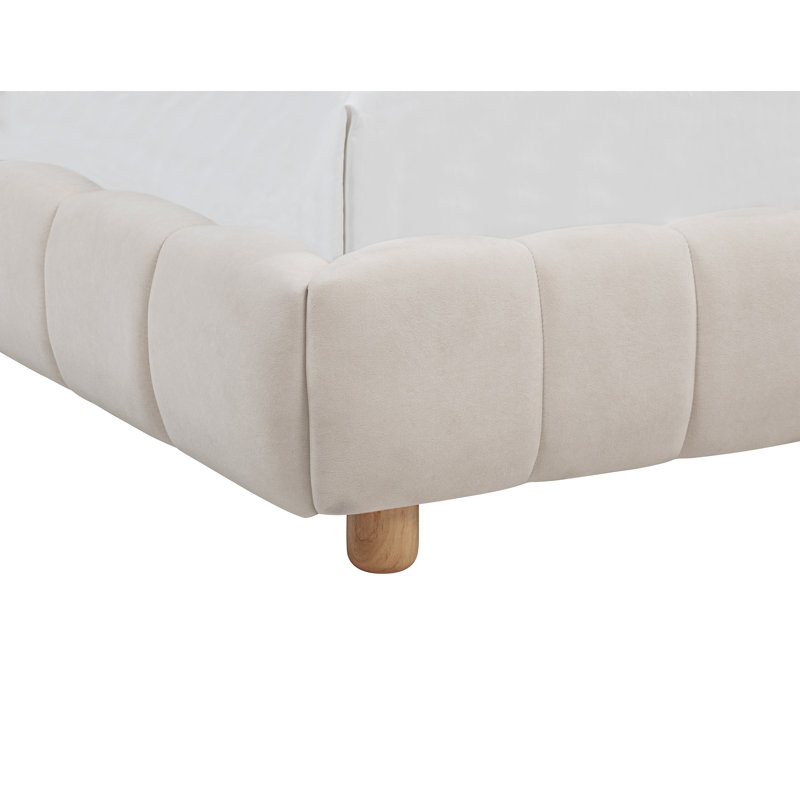 Adelaide Low Profile Arched Padded Queen Platform Bed, Cream