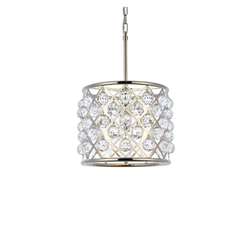 Swinney 4 - Light Dimmable Drum Chandelier, Crystal (Clear), Polished Nickel