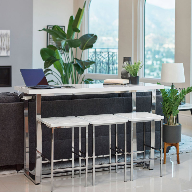 White Marble 4-Piece Dining Set