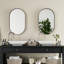 Armoire murale de salle de bain 20 po x 34 po, ovale encastrée, cadre en métal noir mat avec miroir et tablettes réglables, unité de rangement ovale facile à installer, unité fonctionnelle-601154613-601154618