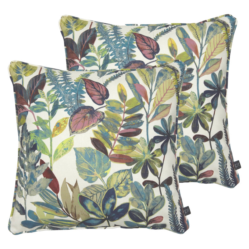 Floral Square Cushion, Polyester/Polyfill, Waterfall