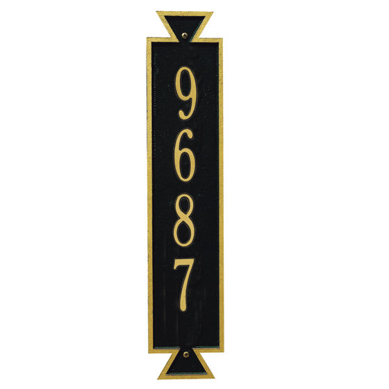 Plaque d'adresse murale sur 4 lignes Exeter, Oui, Noir et or