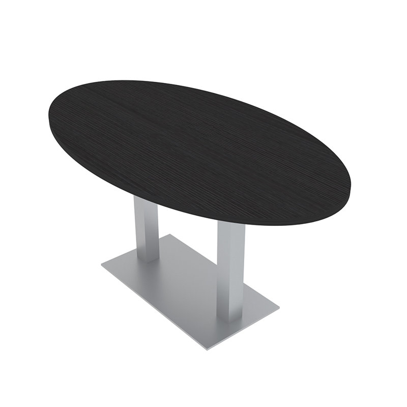 Table de conférence avec bases doubles, H 30 po x L 60 po x l 36 po, Cyprès noir, Argent argent