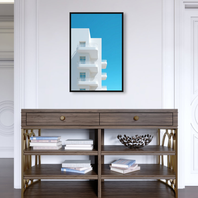Modular White II Print by Oliver Gal, 17"H x 25"W, Black Floater Frame