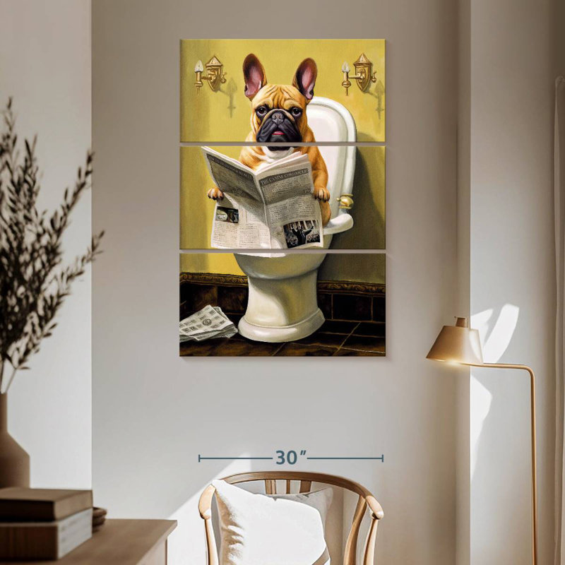 Ketti bouledogue sur une toilette, H 65 po x l 42 po