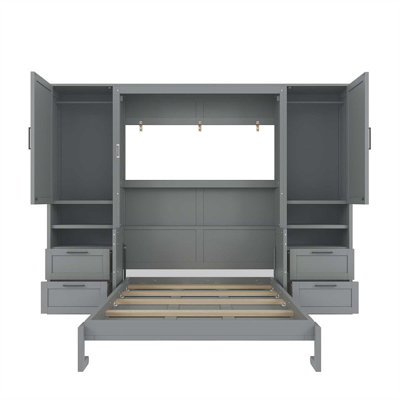Lit escamotable avec lit escamotable Murphy, Gris, Double