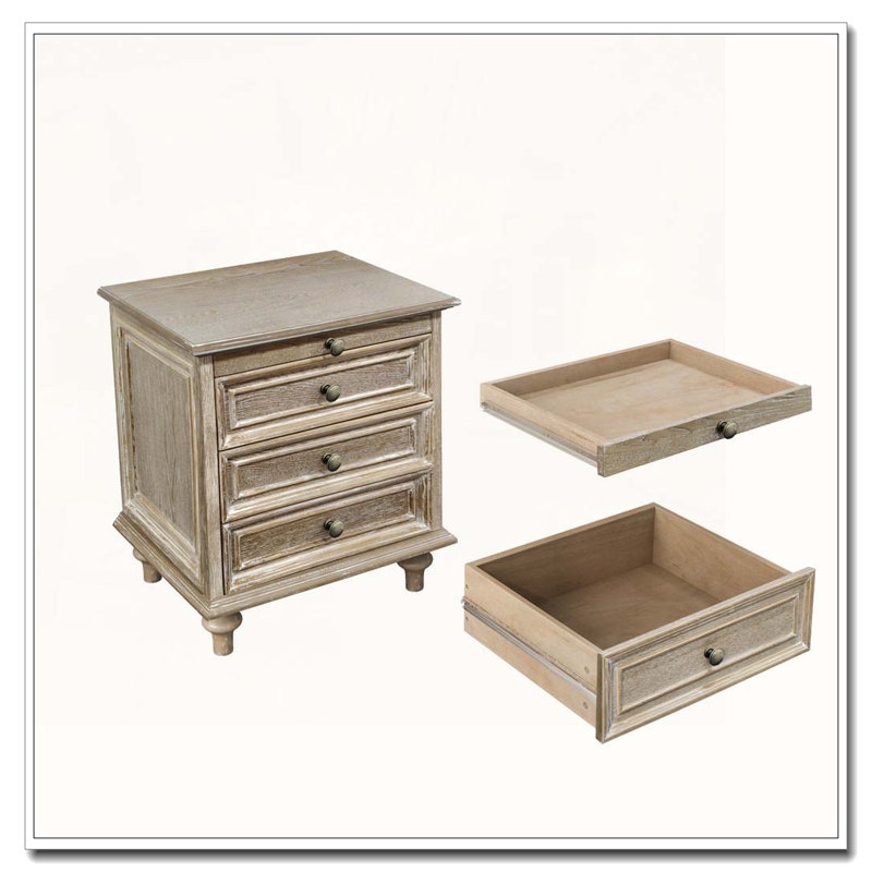 Tables de chevet avec 4 tiroirs, table de bout avec rangement en bois et tablette cachée, Naturel, Individuel
