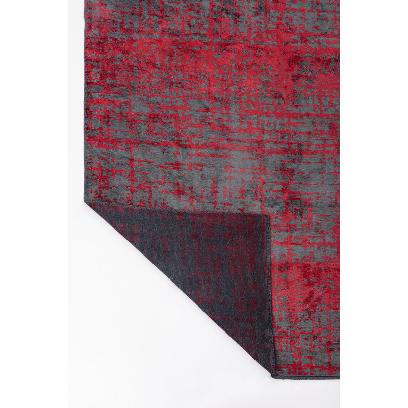 Rapture Gray/Red Abstract Luxury Area Rug, Rectangle 7'10" x 11'2"