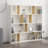Modern White w/ Oak Bookshelf, 57.1 x 9.8 x 57.1 inches | 100% Melamine Coated Particle Board, Thickness: 0.7 inches | Numerous Shelves, Wall-Mountable Design | Stylish Scandinavian Furniture for Home w/ Office-739867610