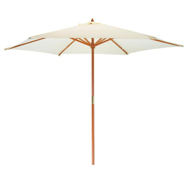 Wooden Garden Parasol, Stone, Orange