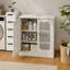 Armoire de lavabo sans lavabo, meuble-lavabo à double porte à persiennes et meuble de rangement blanc, armoire de rangement sur pied blanche.