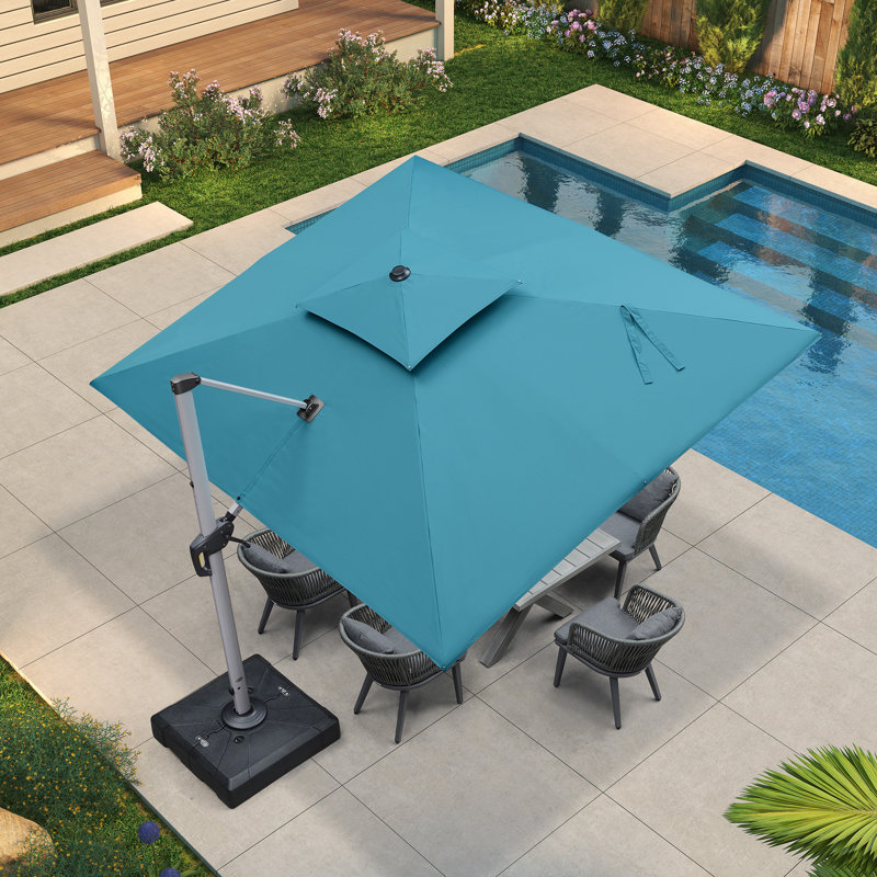 274cm X 335cm Rectangular Cantilever Parasol, Turquoise Blue