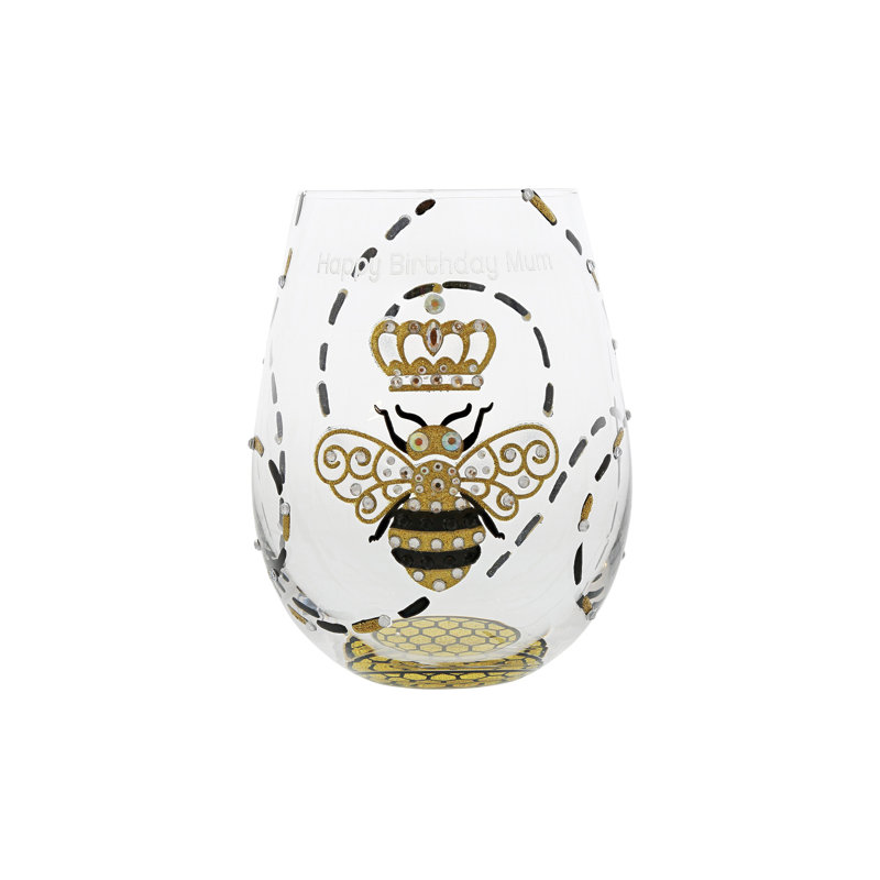 Lolita Queen Bee Stemless Wine Glass 4.5in H