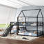 Lit superposé double en métal avec escalier de rangement, glissière, rails de sécurité, noir-1286759056