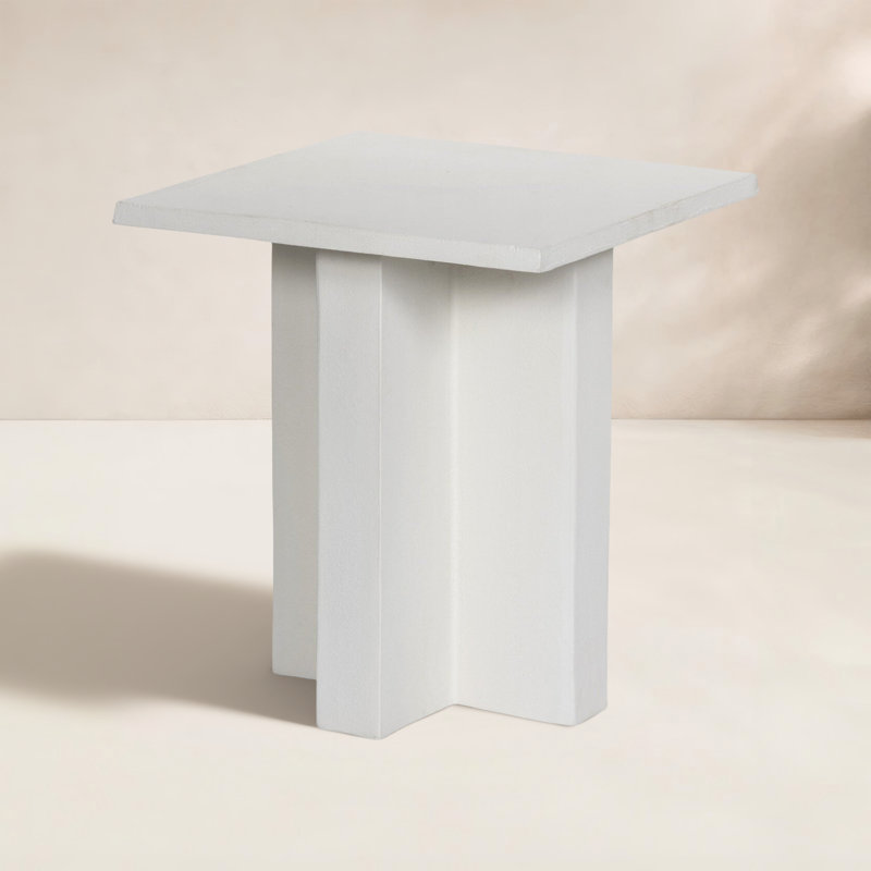Terrell Outdoor Square Side Table, White