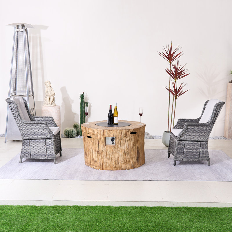 Ensemble de conversation d'extérieur pour terrasse en osier pour 2 personnes Margit, Gris, Gris