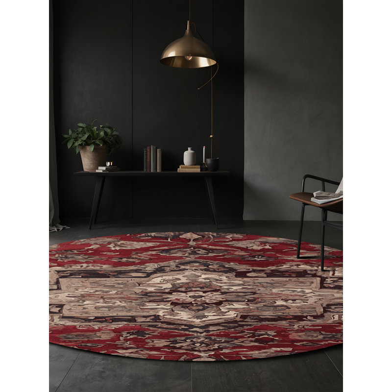 Machine Washable Black Area Rug, Round 6'