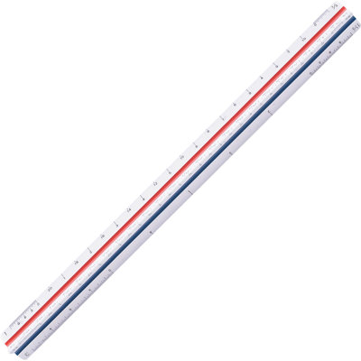Triangular Scale for Engineers, Colour-Coded Grooves, 12 inches