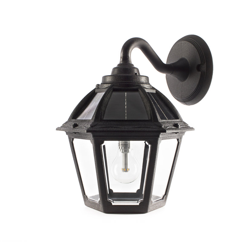 Polaris Black 1-Bulb Solar Powered Outdoor Barn Light with Dusk to Dawn