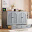 Lit escamotable pleine grandeur en bois massif gris doux et compact avec grands tiroirs, idéal pour les petites pièces multifonctionnelles