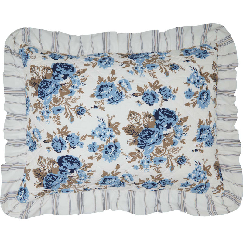Annie Blue Floral Cotton Ruffled Standard Sham
