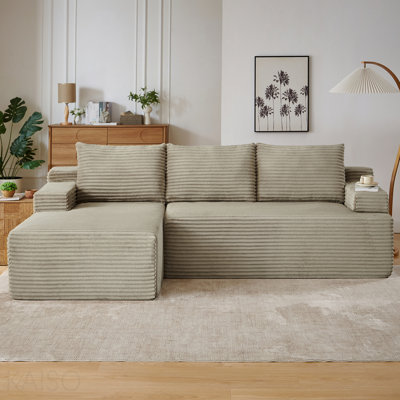 Canapé modulaire en L avec siège profond, sans assemblage requis, canapé modulaire pour salon, chambre à coucher, appartement, chameau