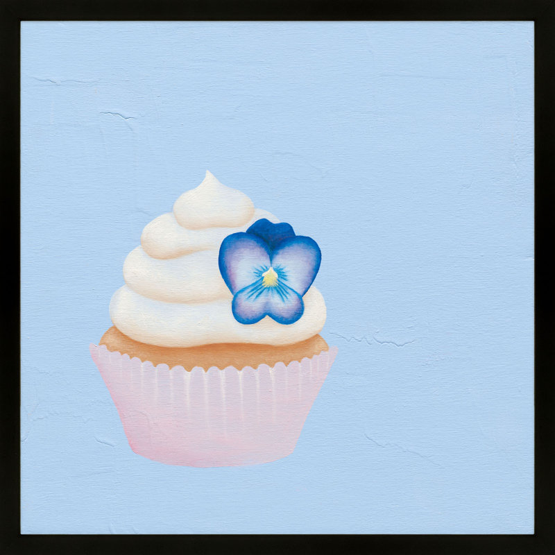 Pansy Cupcake Print by Katy Montica, Black Framed Paper, 16" W x 16" H x 1.25" D