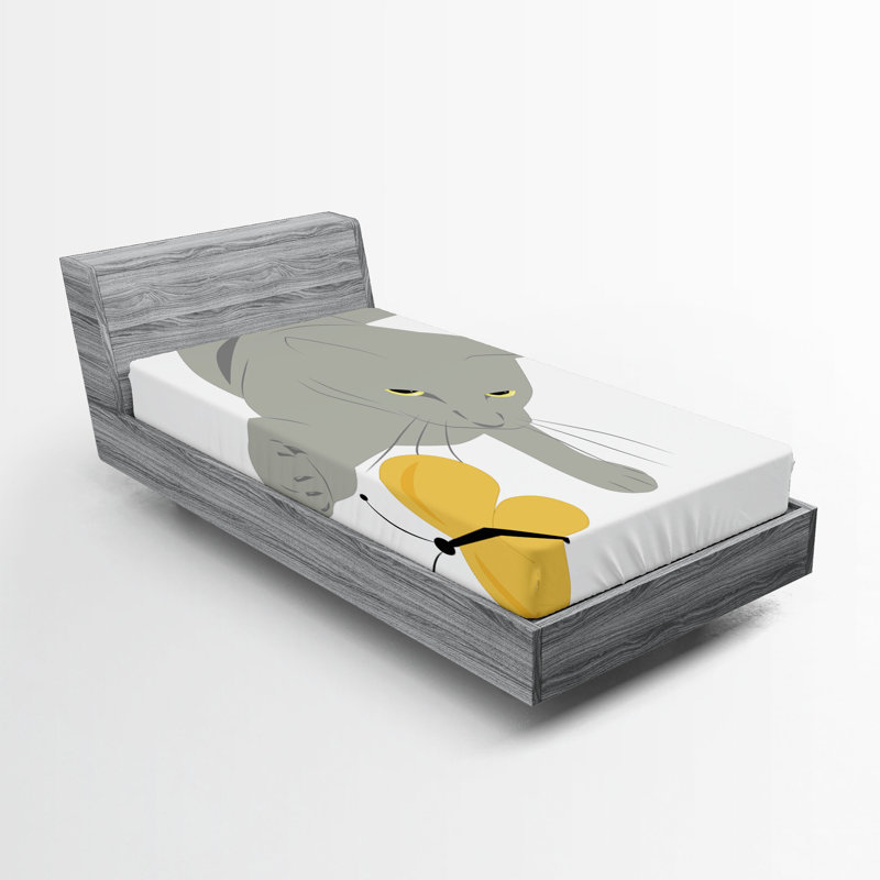 Drap-housse pour chat Ambesonne, Ensemble literie pour lit simple