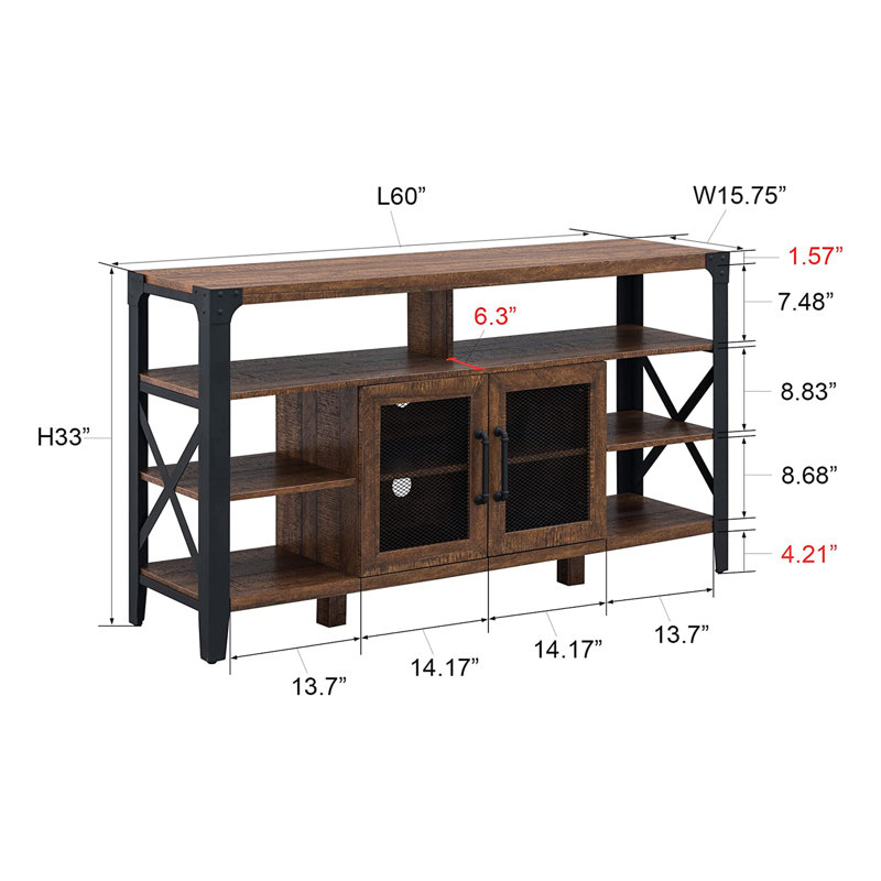 Polett TV Stand for TVs up to 65", Brown/Black