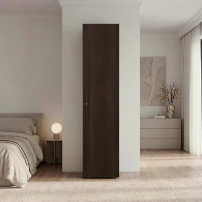 Armoire de rangement 4 tablettes en noyer teint