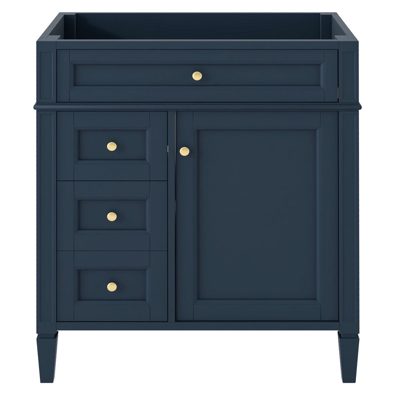 Modern 30'' Bathroom Vanity Without Top, 2 Drawers And Tip-Out Drawer, Cabinet Door Organizer, Adjustable Shelf, Smooth Metal Drawer Slides, Diverse Storage, Exquisite Leg, Textured Handle, Blue,