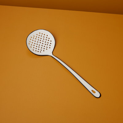 Vintage Enamel "Raine" White Cooking Skimmer