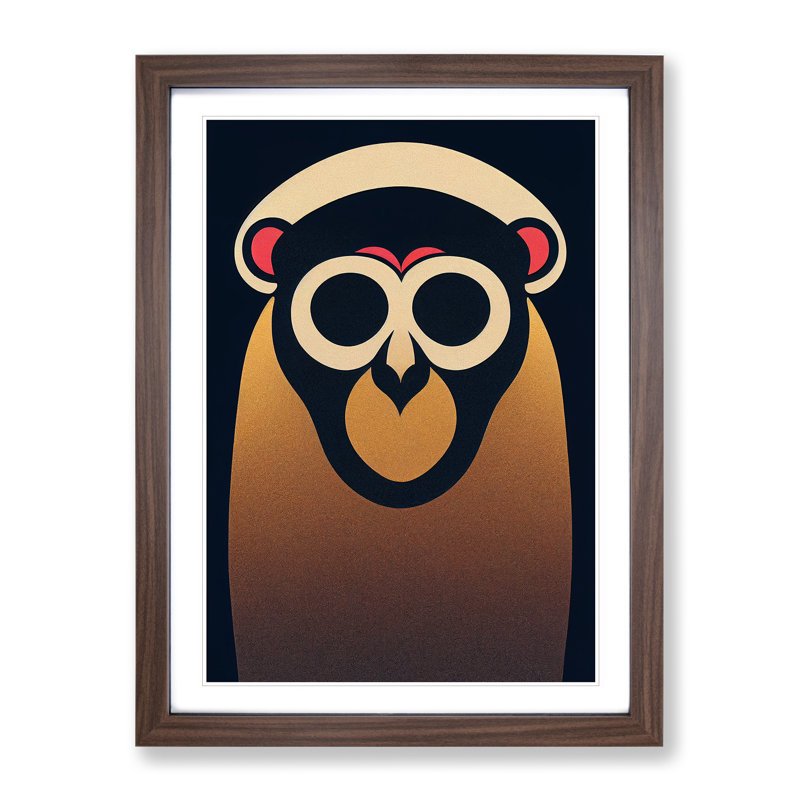 Monkey in Abstract No.3 - Wall Art, 64cm H x 46cm W x 2cm D, Walnut Framed