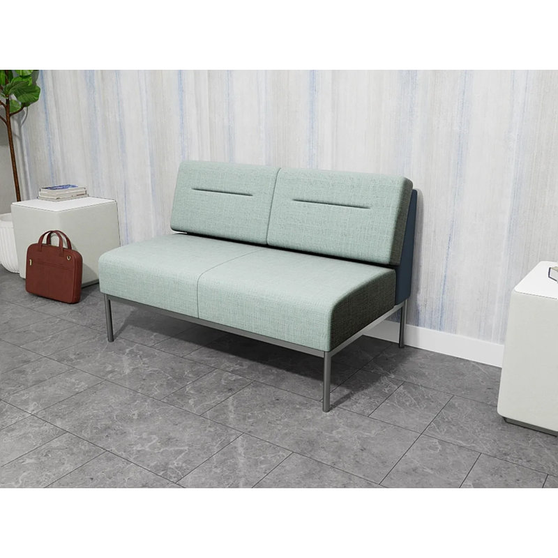 Causeuse Darsey, Chambray écume de mer, Sans alimentation, Argent argent