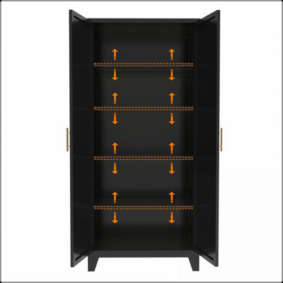 Armoire de rangement en métal durable avec 2 portes galbées et des tablettes réglables, parfaite pour la vie organisée dans n'importe quelle pièce