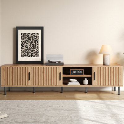 3-Door Fluted TV Stand For Living Room