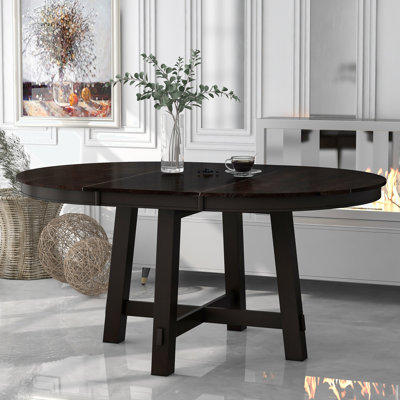 Round Extendable Dining Table with Leaf Wood Kitchen Table With Extension Leaf  ,dining table,dining room table
