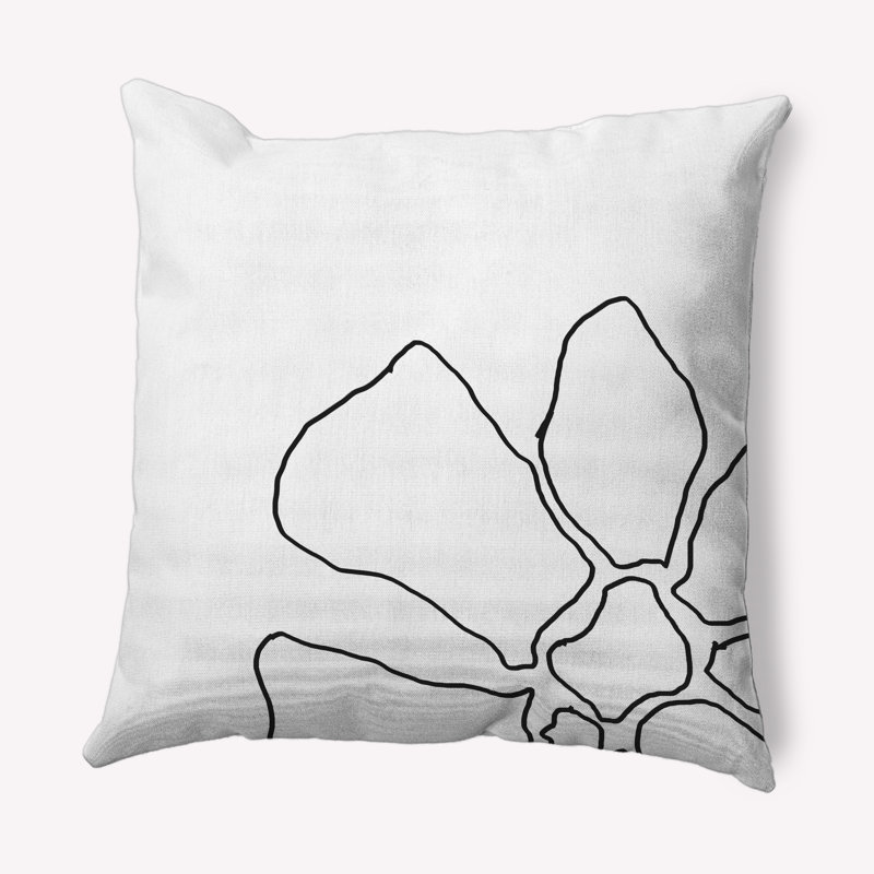 Housse et insert de coussin d'extérieur carré Petal Lines, 16 po x 16 po, Noir et blanc