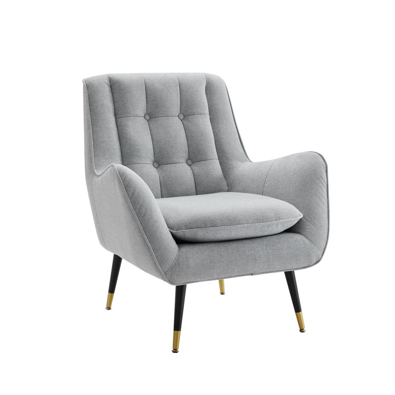 Brianne 30.31'' W Tufted Upholstered Accent Armchair, Light Gray Linen Blend