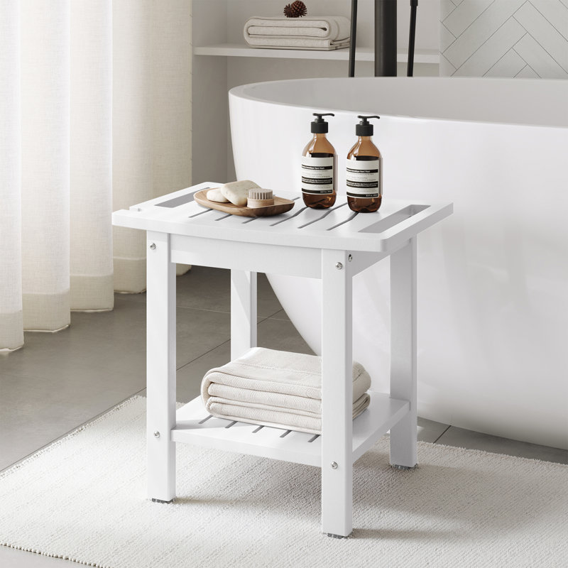Banc de douche en poly, Blanc