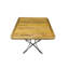 Solid Wood Top Metal Base Dining Table-41761733