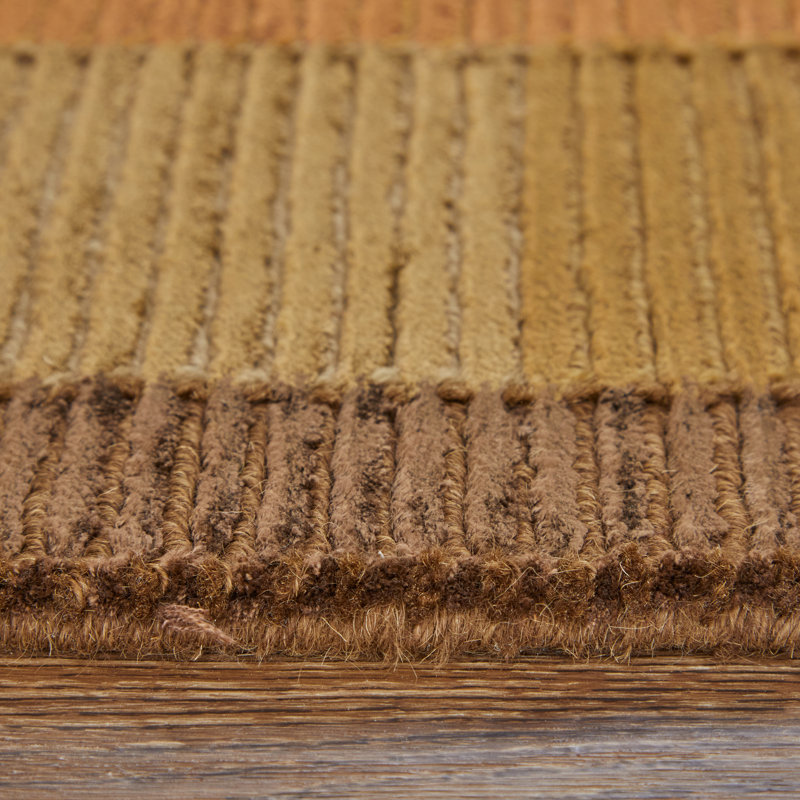 Keystone Hand Knot Color Block Rug, Brown/Rust, 2Ft X 3Ft Accent Rug, Rectangle 2' x 3'