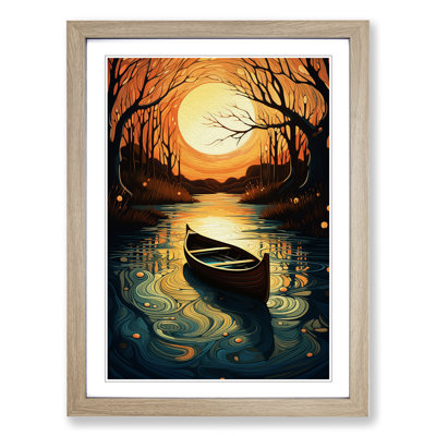 Boat on a Lake Art Nouveau - Framed Print