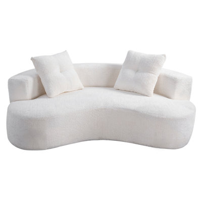 79.5" 3 Seater Couch for Living Room, Boneless Couch with 2 Pillows,Upholstered Floor Sofa
