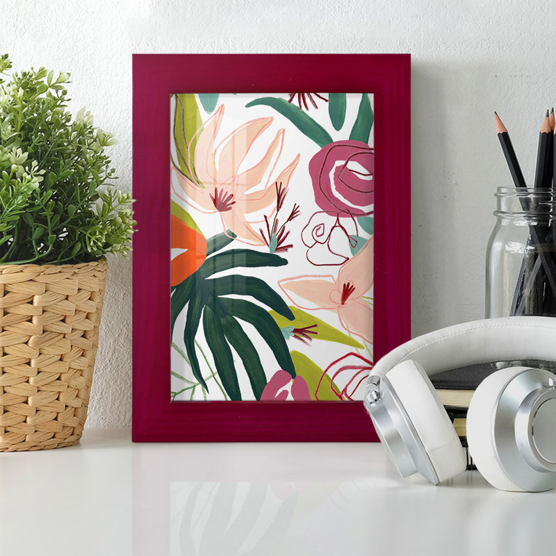 «Tropical Confetti III», cadre photo unique, impression, Rouge, H 6 po x l 4 po x P 1 po