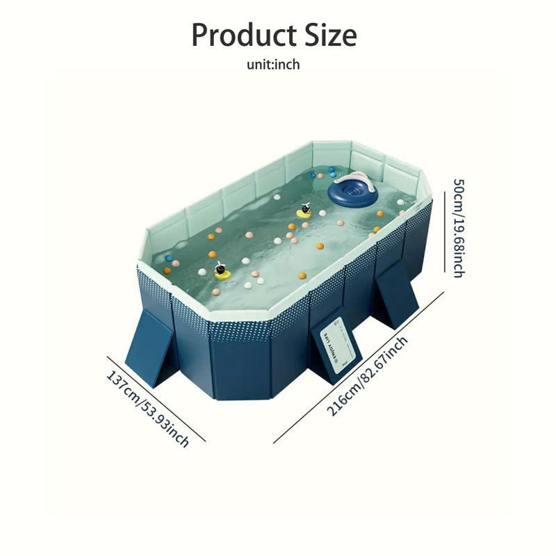 Piscine extérieure pliante gonflable en PVC, L 82,68 po x l 52,94 po x H 19,69 po