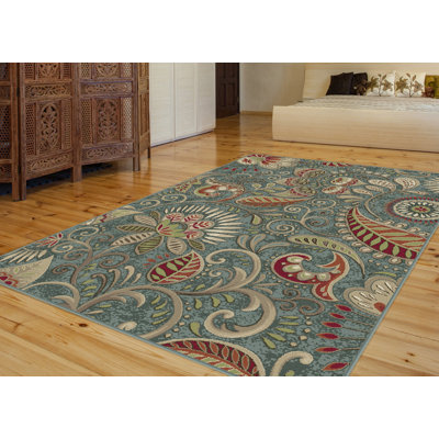 Tapis écume de mer et moka à motif floral Kasturi