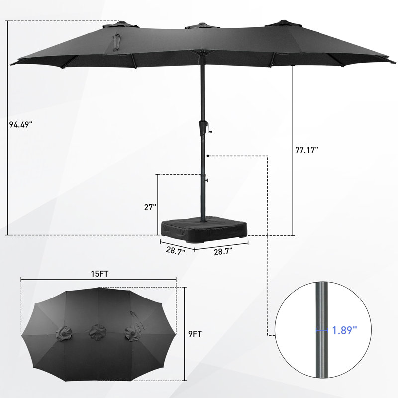 Parasol de marché 15 pi Cahir, Noir